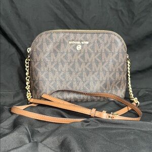 Michael Kors Brown and Gold Crossbody Bag with Signature Style